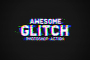Glitch Photoshop Action, an Action Add-On by designvillage (Thumbnail 1 of 11)
