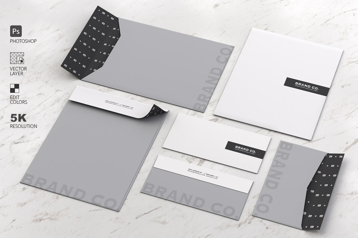 Mockup Stationery Kit on Wood and Ma, a Product Mockup by LESZ Design (Photo 2 of 6)