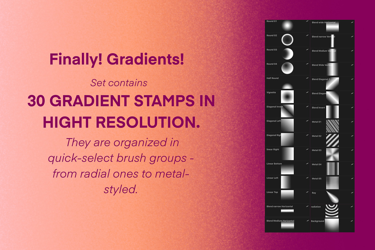 Procreate Gradient Brushset, a Brush Add-On by Letter Elfa Studio (Photo 2 of 13)