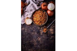 Bowl with chopped fried crispy, a Food & Drink Photo by Yulia Furman
