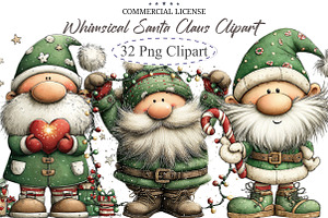 Whimsical Santa Claus Clipart, an Illustration by designcity5