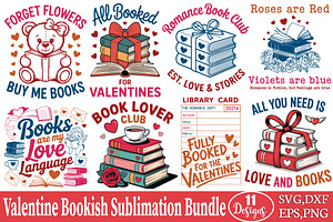 Valentine Bookish Hand-Drawn Svg Bun
