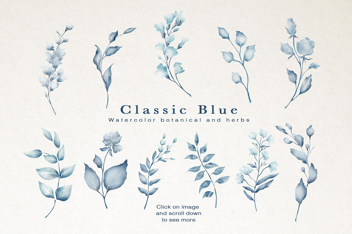 Classic Blue Watercolor Botanical, a Decorative Illustration by Papatongartist (Photo 9 of 10)