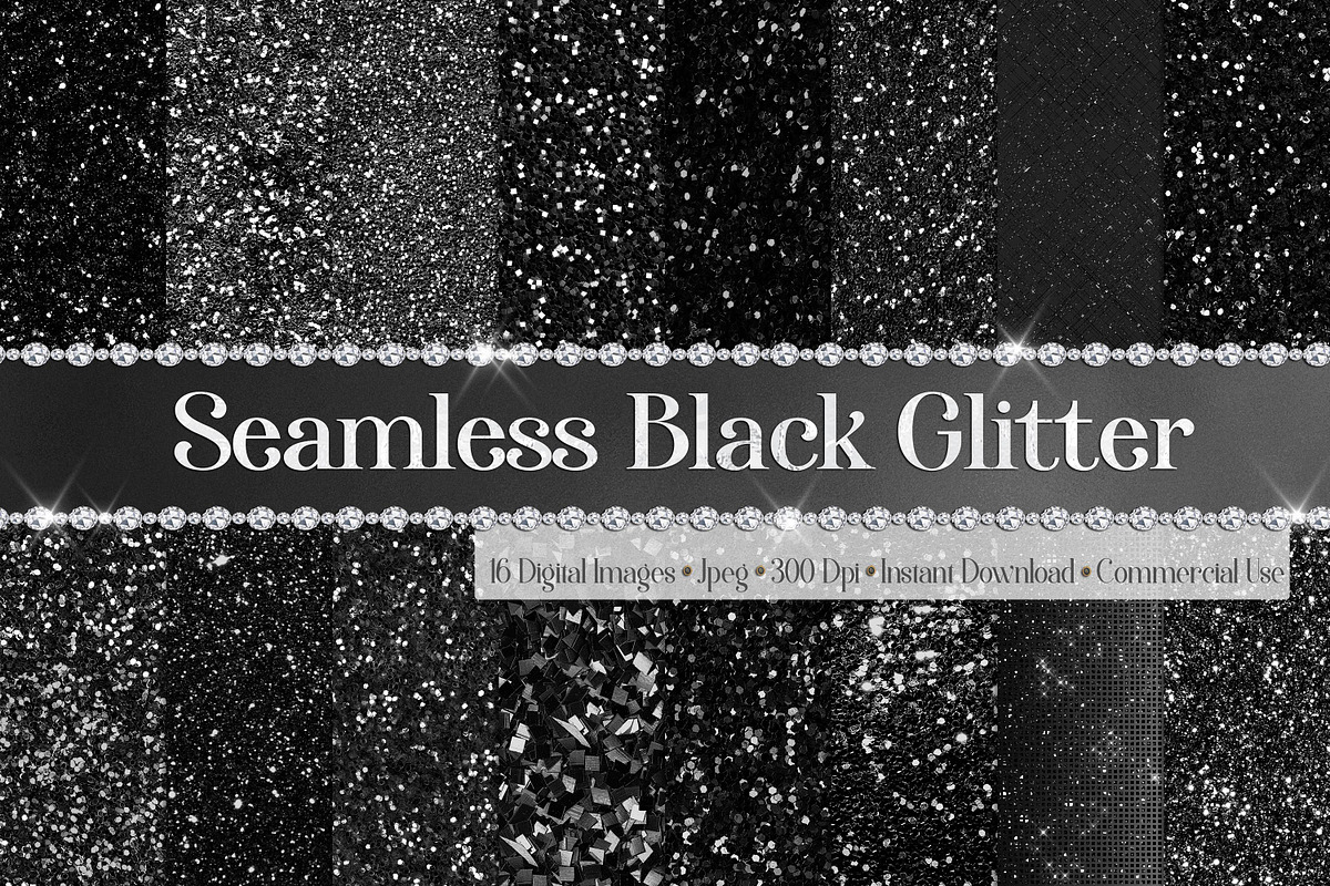 16 Seamless Black Glitter Papers, a Texture Graphic by ThingsbyLary (Photo 1 of 10)