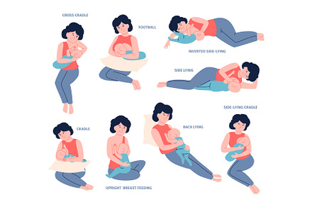 Breastfeeding poses. Mother feed, a Graphic by LadadikArt