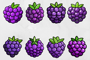 Cartoon Blackberry Clipart Set