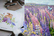 BLOOMING SEASON watercolor clipart, a Seasonal Illustration by long summer (Thumbnail 9 of 15)