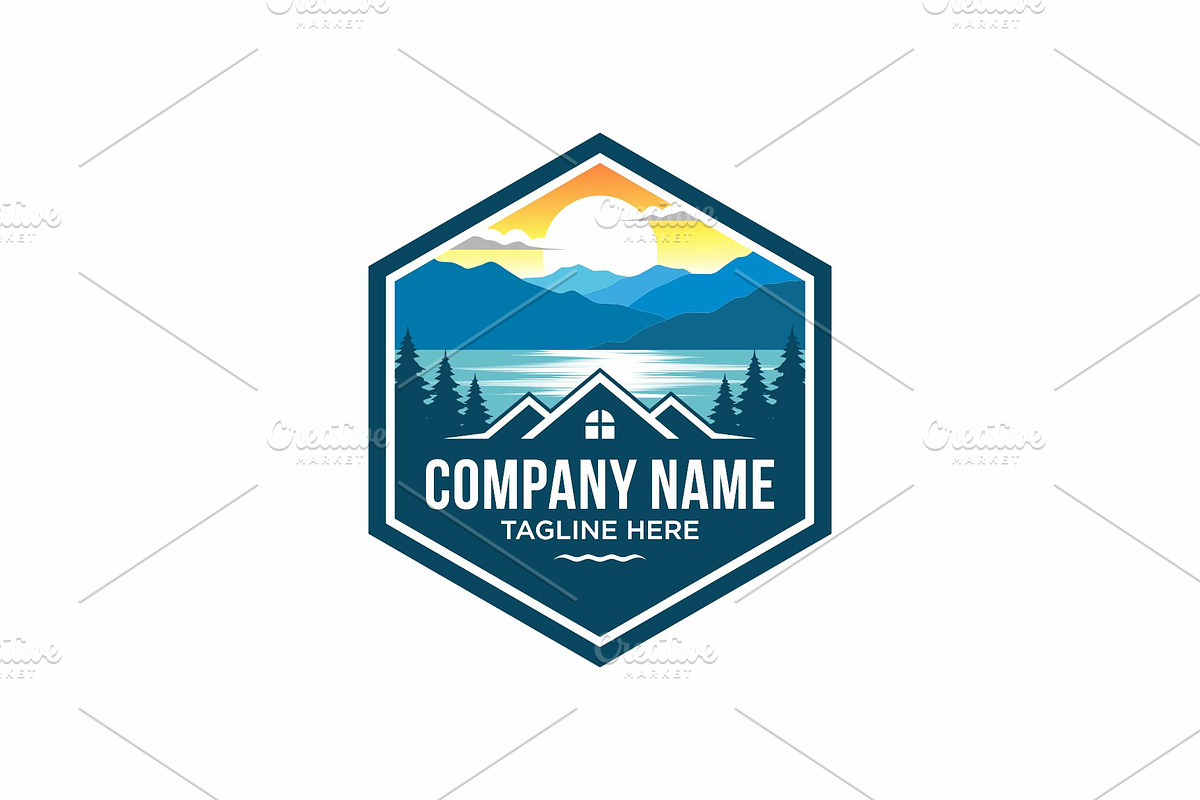 House rental logo on the lake, a Branding & Logo Template by swarnstudio