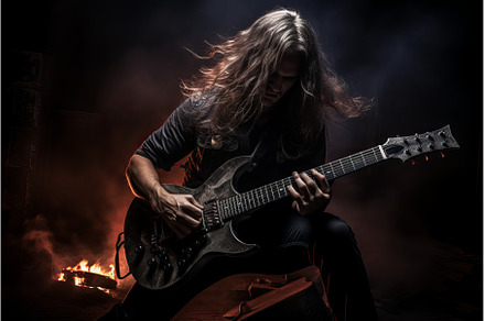 Electrifying Heavy metal guitarist, a Person Photo by Ylivdesign