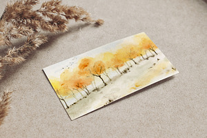 Watercolor Fall Landscapes & Trees.