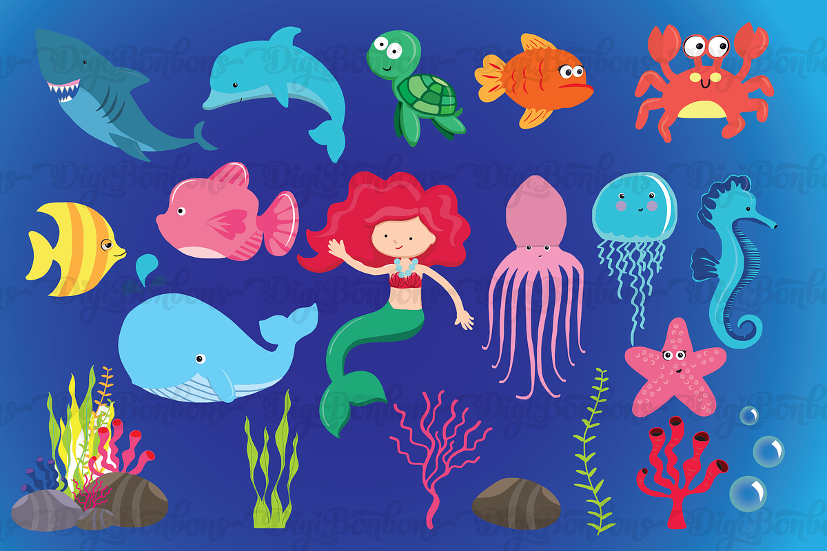 Under the Sea Clipart EPS Vectors, an Animal Illustration by Digibonbons (Photo 1 of 3)