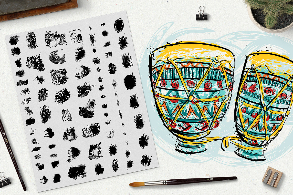 Illustrator grunge brushes, a Brush Add-On by kateja (Photo 2 of 5)