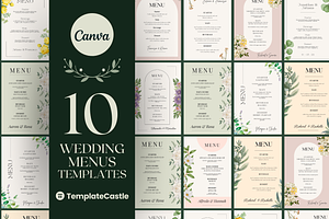 10 Elegant Wedding Menu Templates, a Templates & Theme by TemplateCastleStore