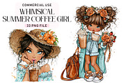 Whimsical Summer Coffee Girl Clipart, a Seasonal Illustration by Daily.Designs (Thumbnail 1 of 3)