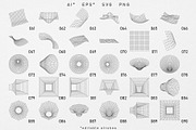 136 3D Wireframe vector shapes, an Object Graphic by Valeria Soloveva (Thumbnail 4 of 6)