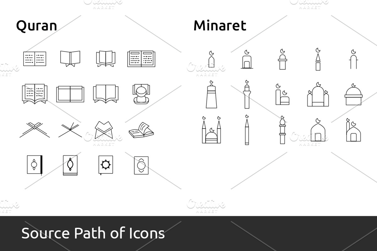 Over 100 Islamic Icons Set, an Outline Icon by UX Monster (Photo 14 of 14)