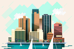 Modern Flat City Illustration