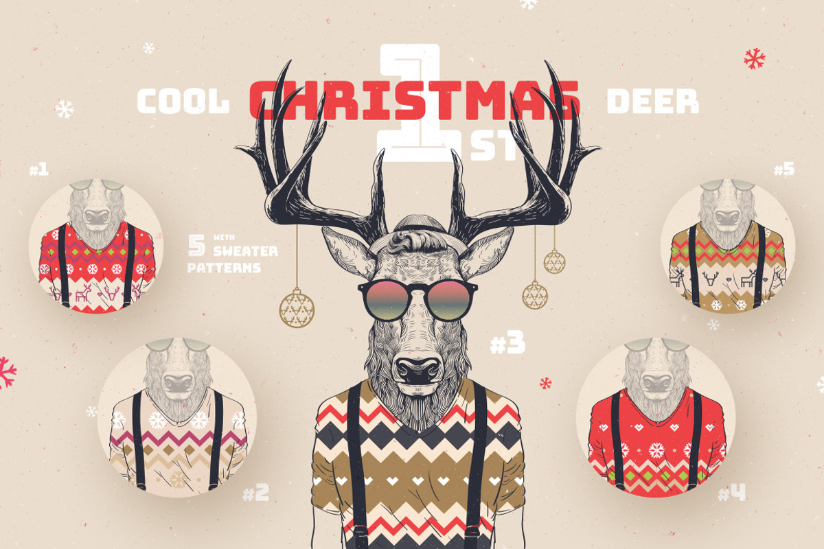 Christmas Deer Characters, an Animal Illustration by blauananas (Photo 2 of 6)
