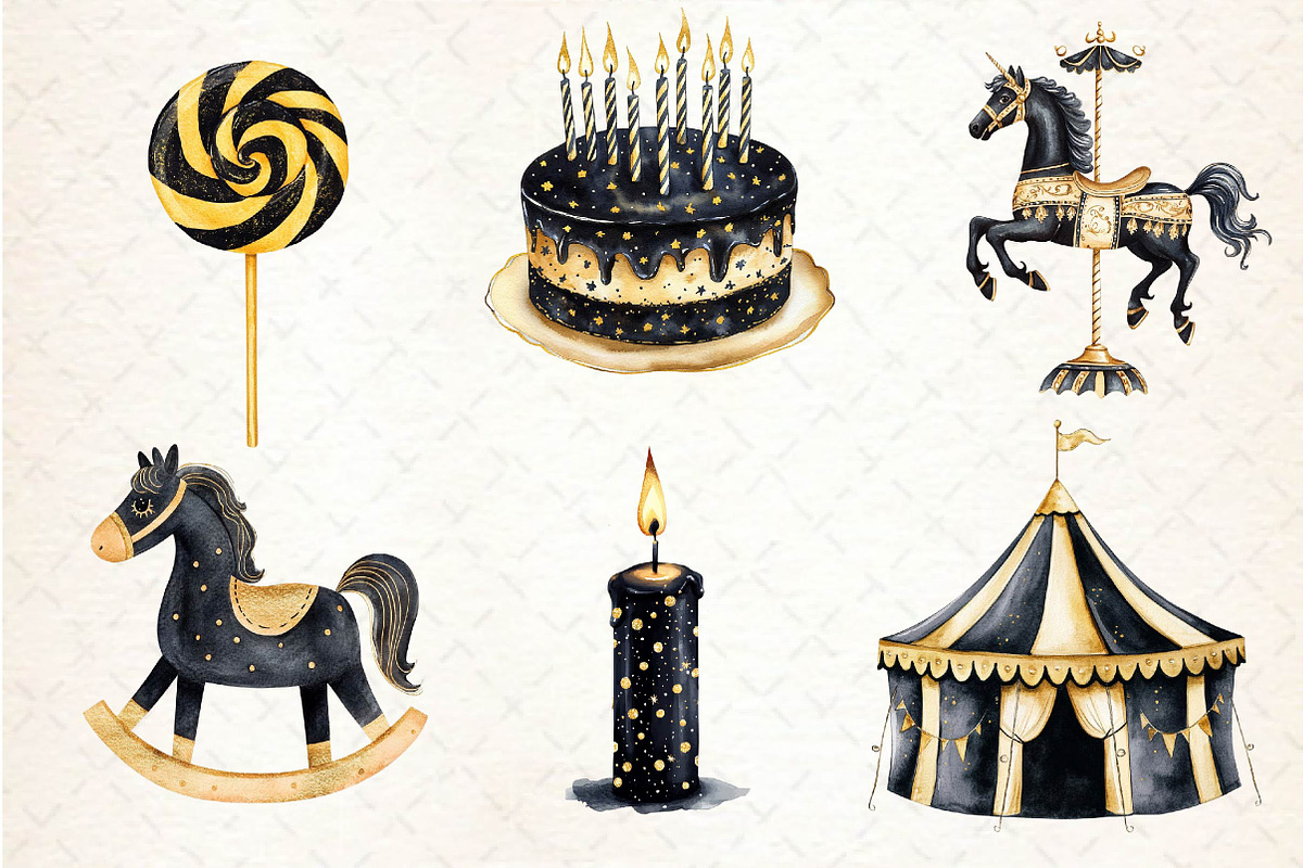 Luxury Black Kids Birthday Clipart, an Illustration by Dream Creation (Photo 6 of 6)