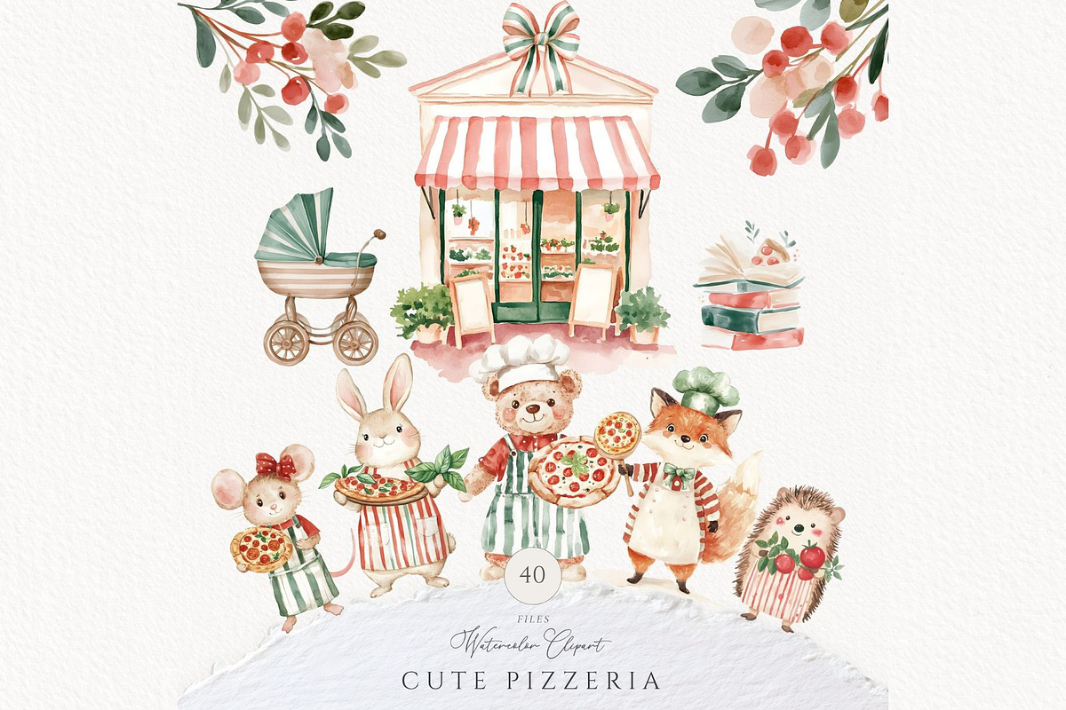 Pizza baby shower Animal Pizzeria, an Animal Illustration by Invite to Clipart (Photo 1 of 7)