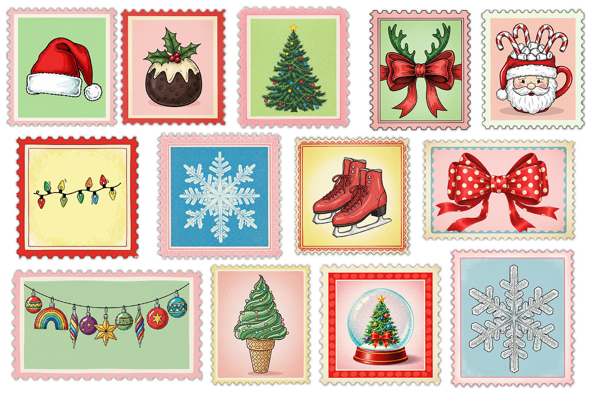 Christmas Postage Stamps Clipart, an Illustration by Dream Creation (Photo 4 of 5)