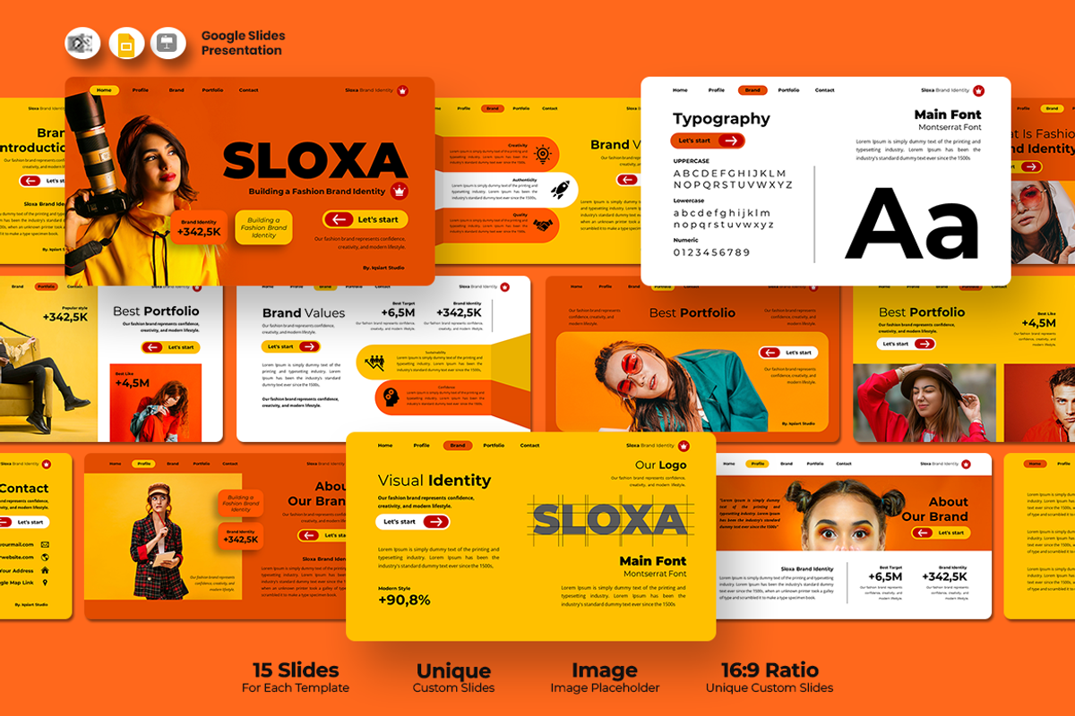 Fashion Brand Identity Google Slides, a Presentation Template by Iqsiart Studio (Photo 1 of 3)