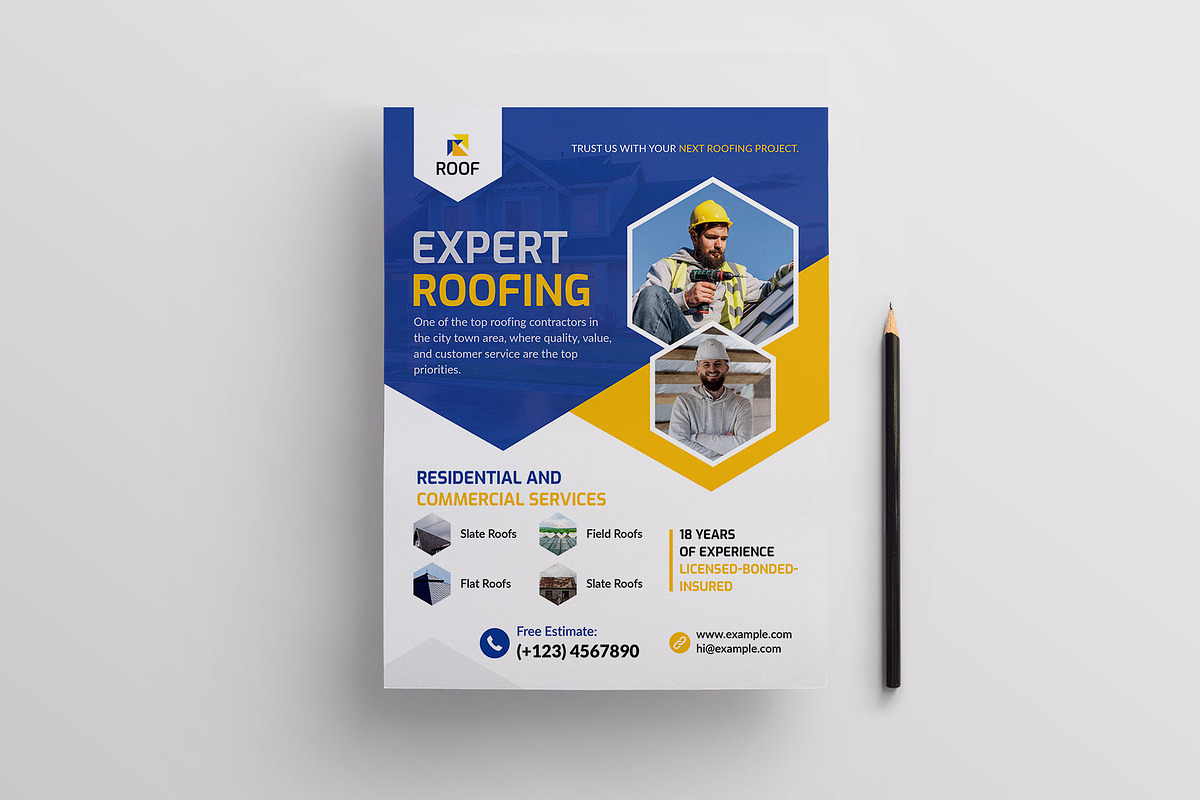 Roofing Flyer Template, a Flyer Template by DesignOriel (Photo 2 of 2)