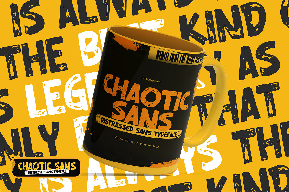 Chaotic Sans – Distressed Display, a Sans Serif Font by Almarkhatype (Photo 2 of 8)