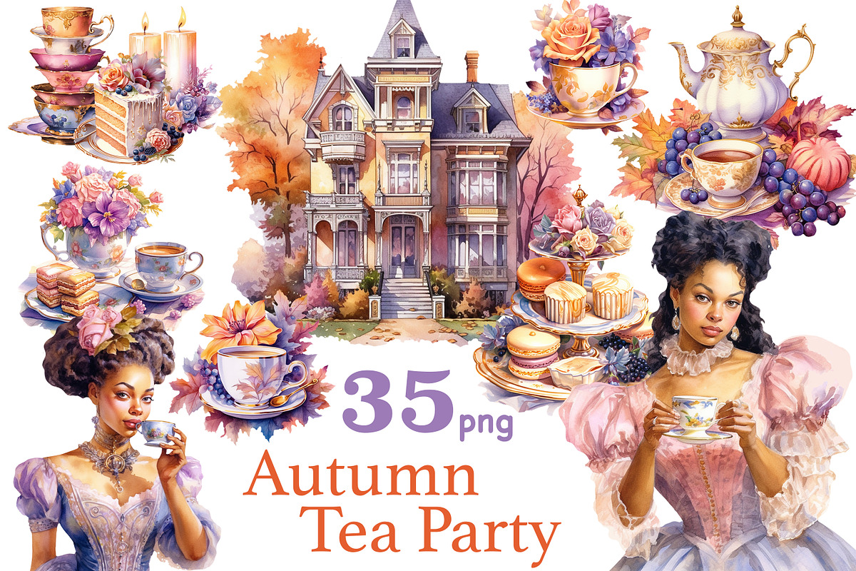 Black Woman Autumn Clipart, a Person Illustration by GlamArtZhanna (Photo 1 of 5)