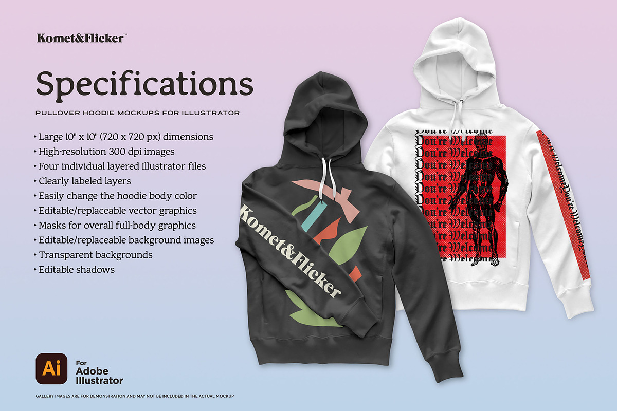 Hoodie Mockups for Illustrator, a Hoody Mockup by Komet & Flicker (Photo 9 of 9)