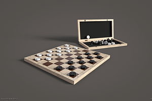 Checkers 3d Model Game Ready