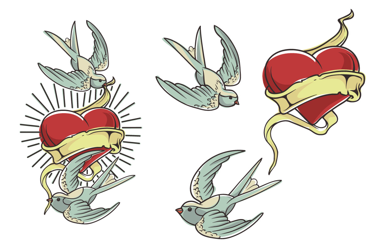 Tattoo Style Birds and Heart, an Illustration by RalucaGheorghe (Photo 4 of 5)