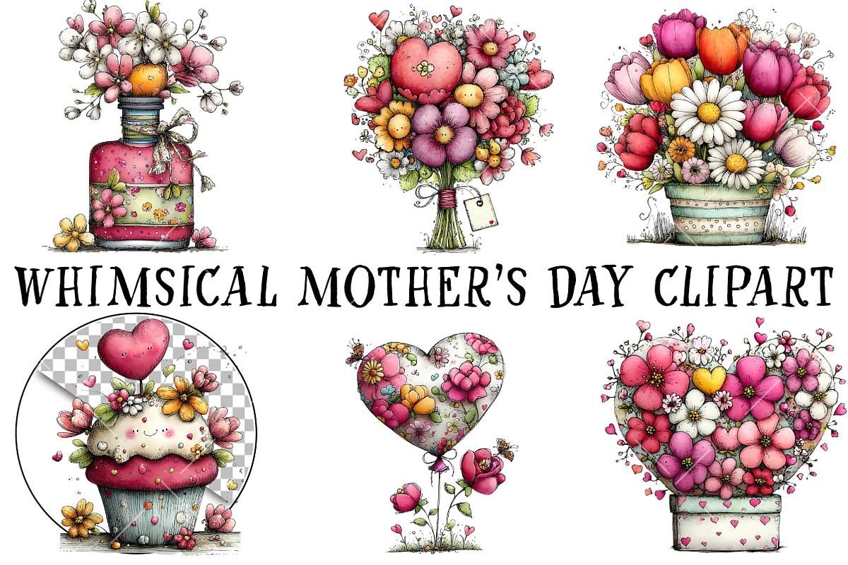 Whimsical Mother's Day Clipart, an Illustration by OK Design (Photo 2 of 6)