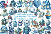 Cozy Christmas Blue Clipart, an Illustration by DreamCafeArt (Thumbnail 1 of 7)
