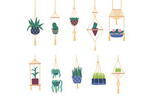 Macrame Hangers and Plants Icons