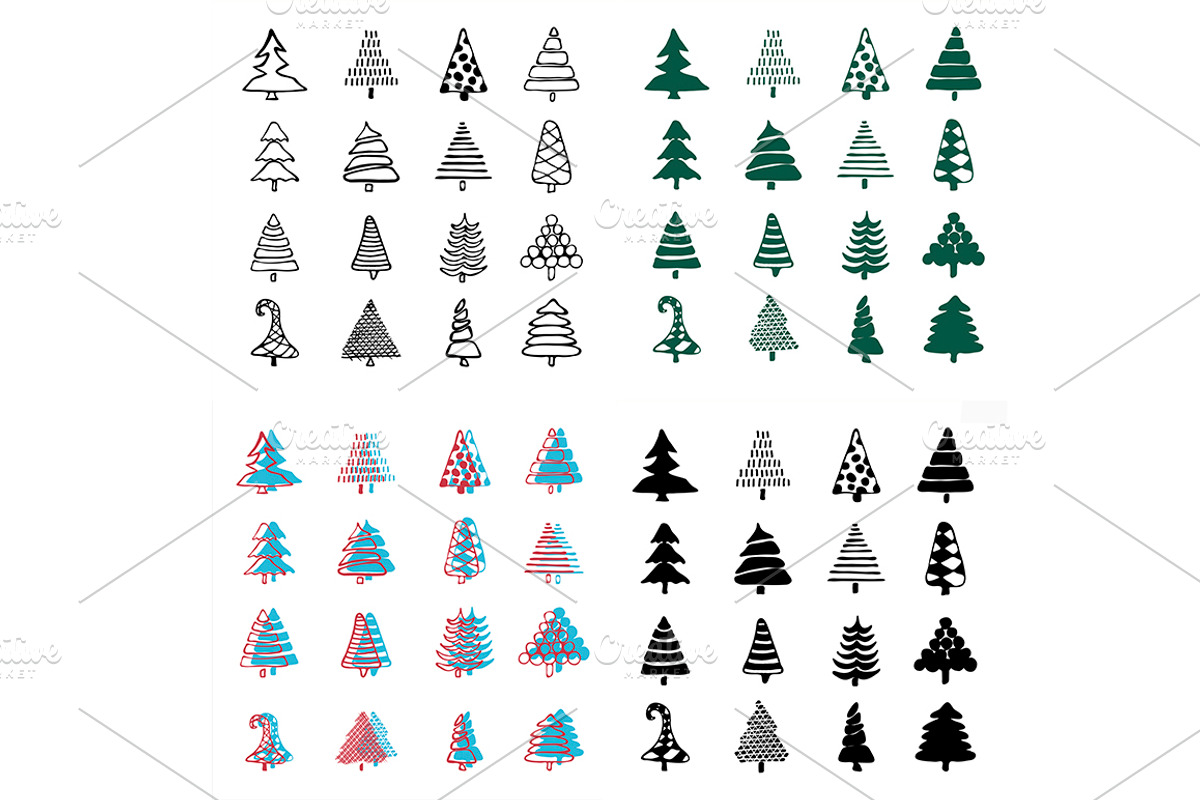 Doodles Christmas Tree Clipart, a Graphic by IRSYART (Photo 2 of 8)