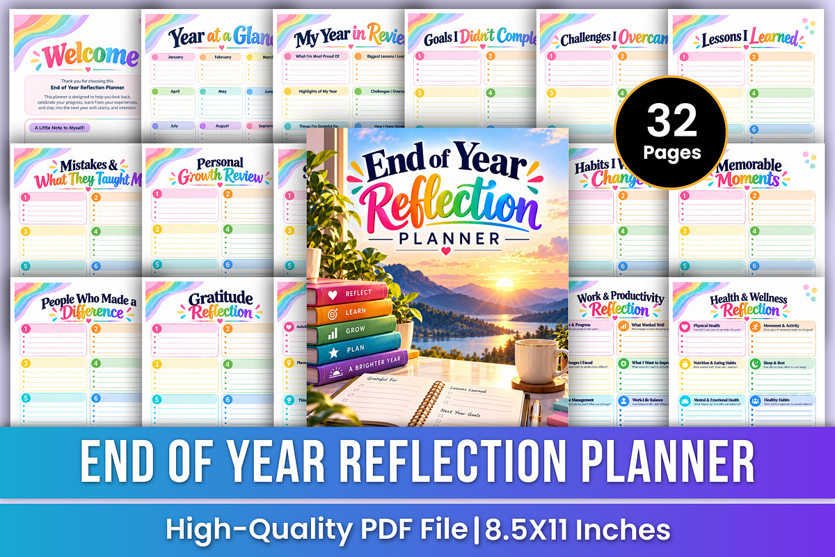 End of Year Reflection Planner, a Stationery Template by Mustafiz (Photo 1 of 4)