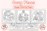 Cozy Place Hygge Coloring Pages, a Decorative Illustration by Coco Bloom (Thumbnail 1 of 4)