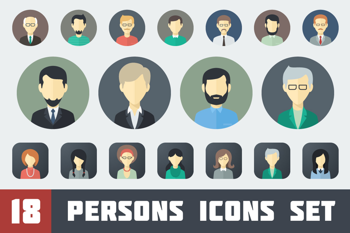 Flat Persons Icons Set 1, an Icon by Alex Serada (Photo 1 of 5)