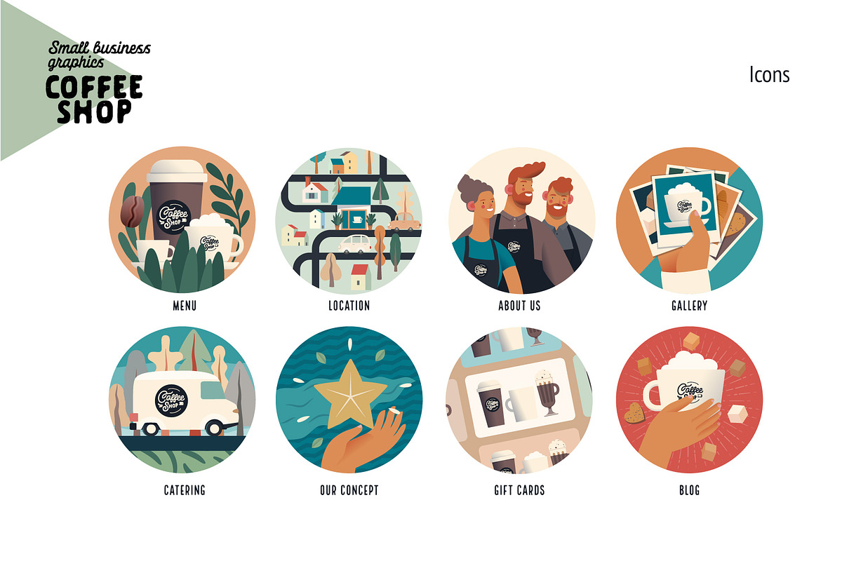 Coffee shop, Small business (vector), a Templates & Theme by Grivina's shop (Photo 17 of 20)