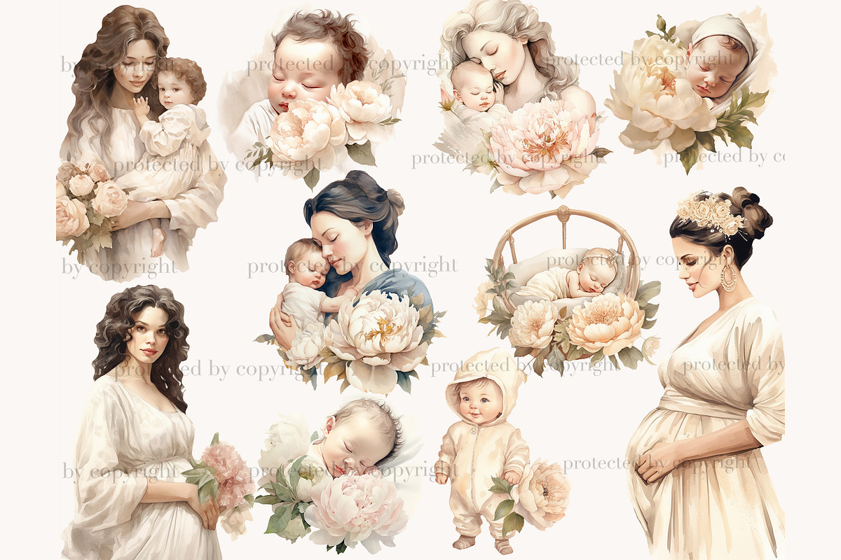 Baby Shower Clipart Bundle PNG, a Person Illustration by GlamArtZhanna (Photo 3 of 5)