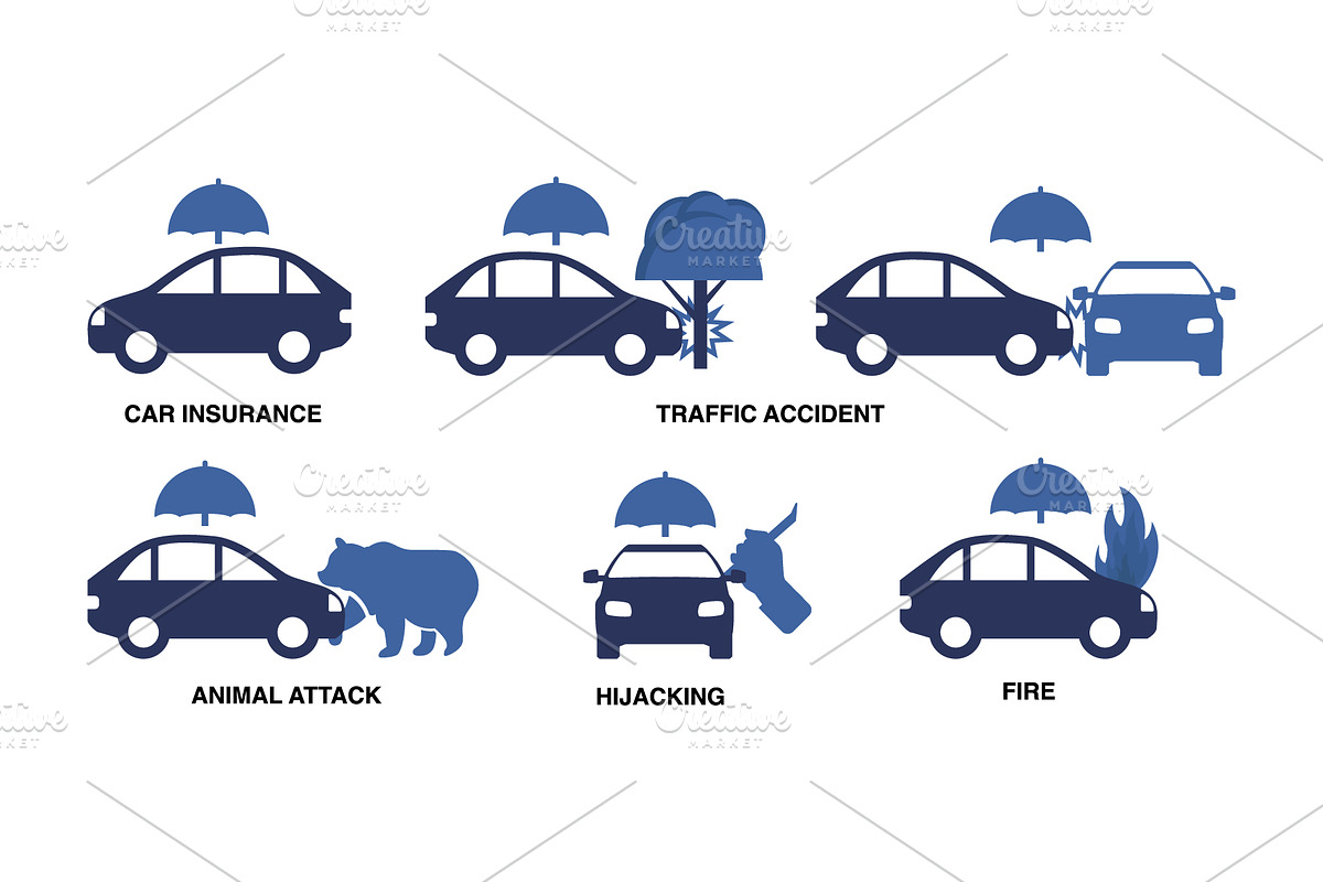 Car insurance coverage icons, a Transportation Illustration by Yayasya (Photo 1 of 3)