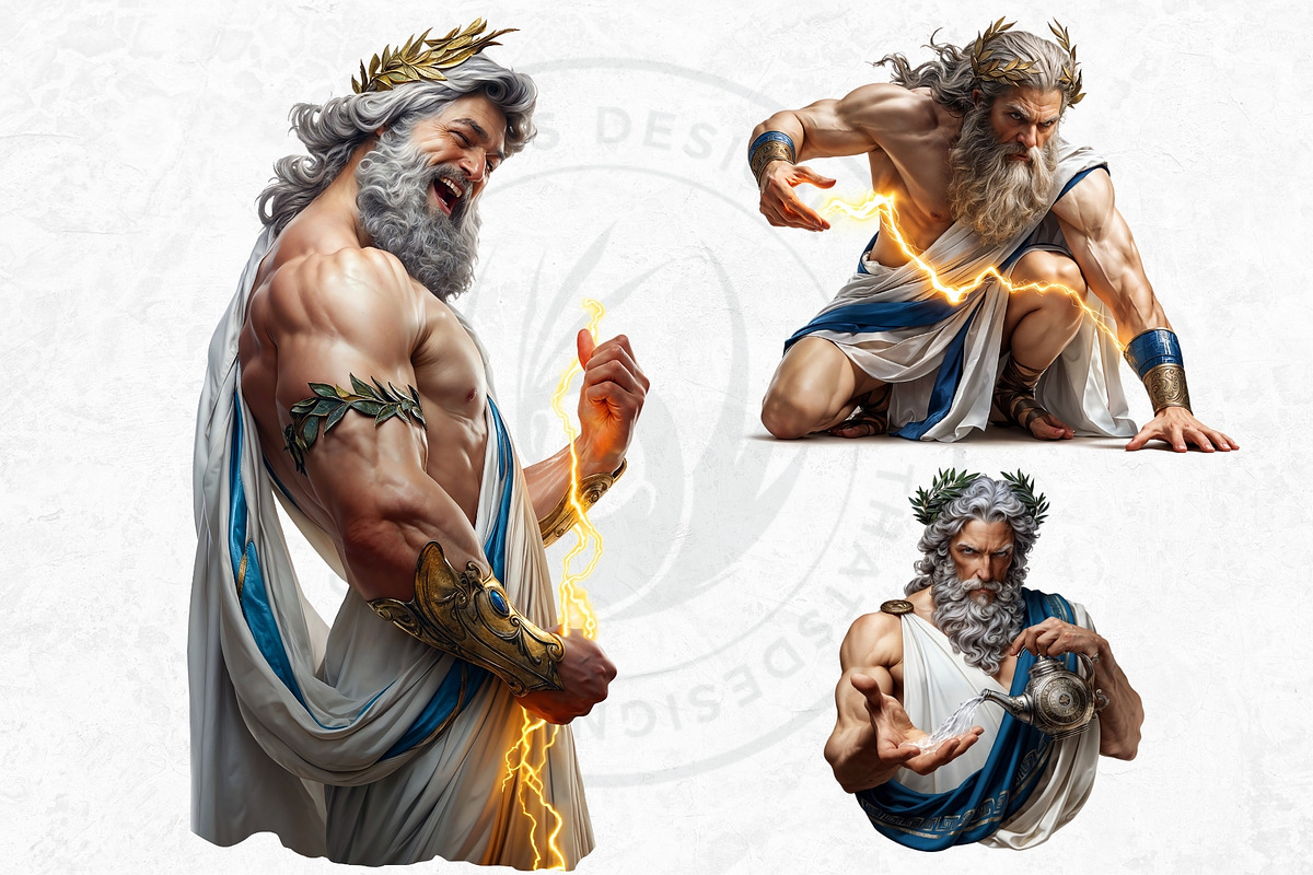 Zeus Greek god clipart Set, a Person Illustration by ThatsDesignArt (Photo 7 of 10)