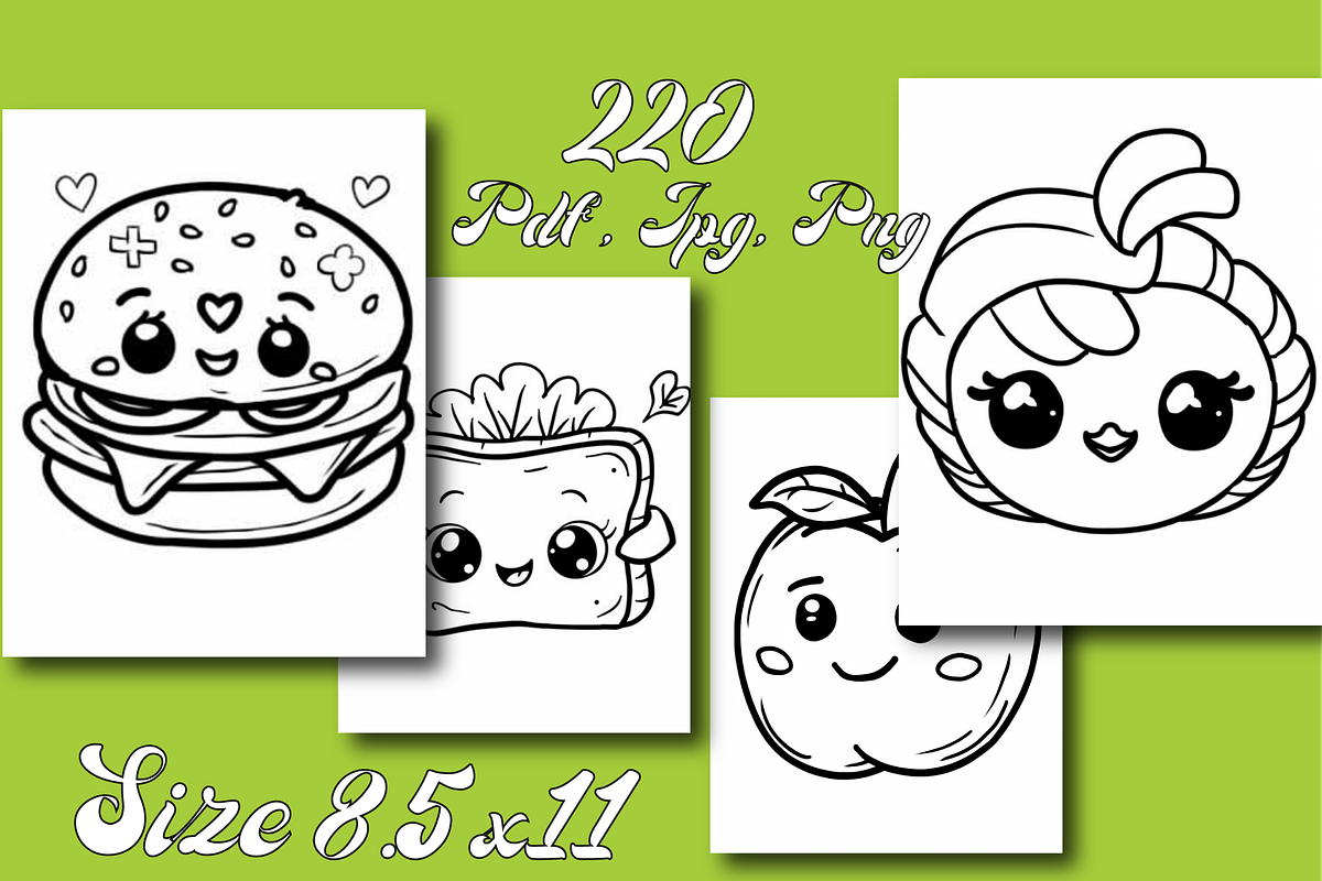 Cute Kawaii Food Coloring Book, an Animal Illustration by Design Zone (Photo 3 of 7)