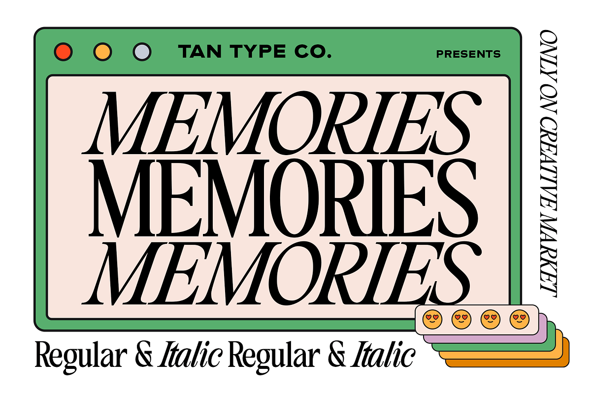 TAN - MEMORIES, a Serif Font by TanType (Photo 1 of 11)