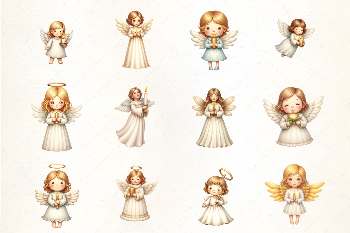 Christmas Angel with Candle Clipart, an Illustration by CrexoraLab (Photo 5 of 5)