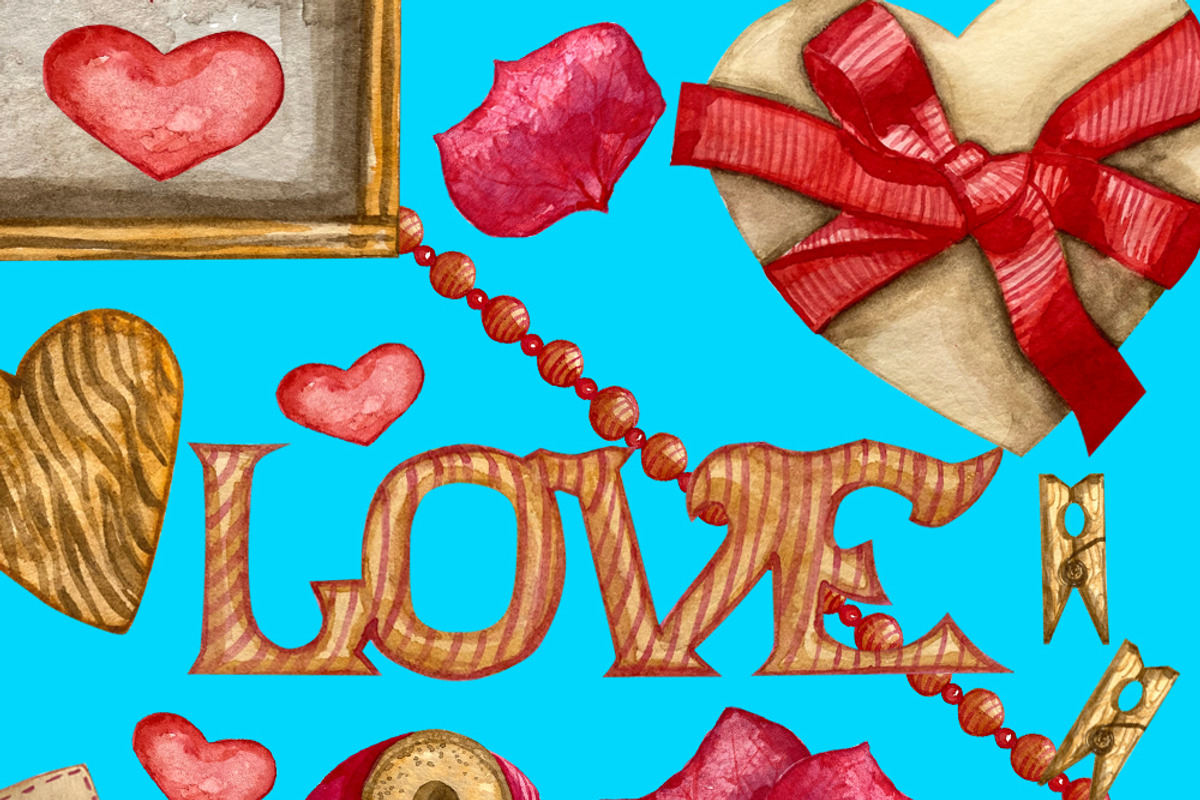 Watercolor heart romantic clipart, a Seasonal Illustration by Fresh art by Larysa (Photo 7 of 7)