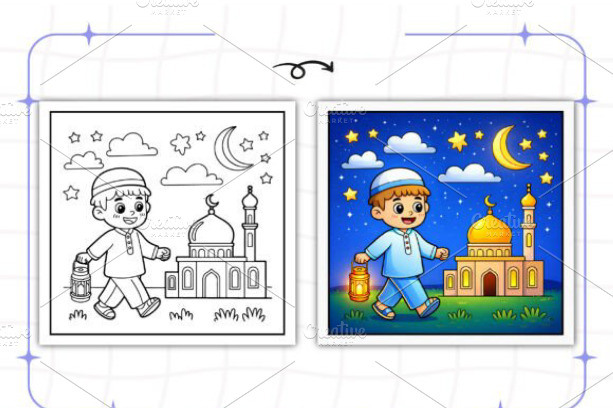 Ramadan Coloring Book for Boys, an Illustration by Design Station (Photo 6 of 9)