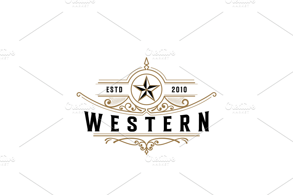 Vintage Western Label Logo Design