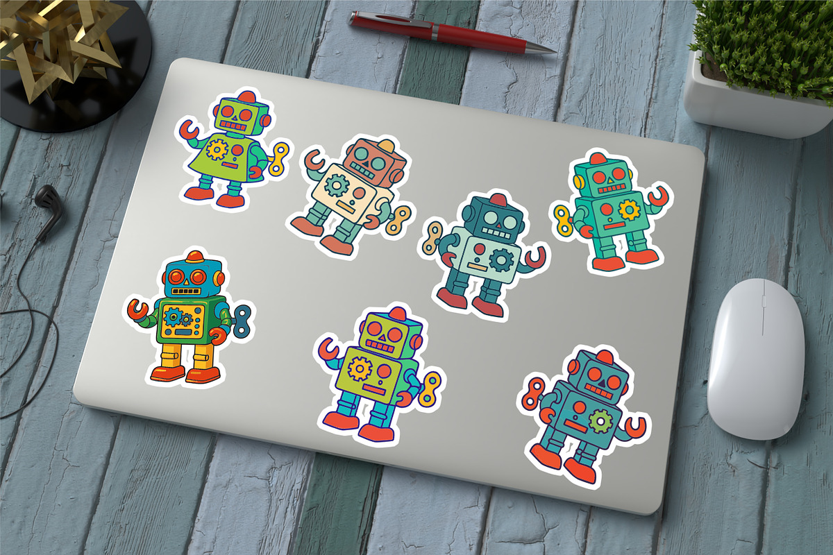 Retro Toy Robots Clipart & Posters, an Object Graphic by Blynn Pippen (Photo 9 of 23)